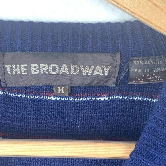 Vintage Men’s The Broadway V Neck Blue Sweater Size Medium - Picture 3 of 3